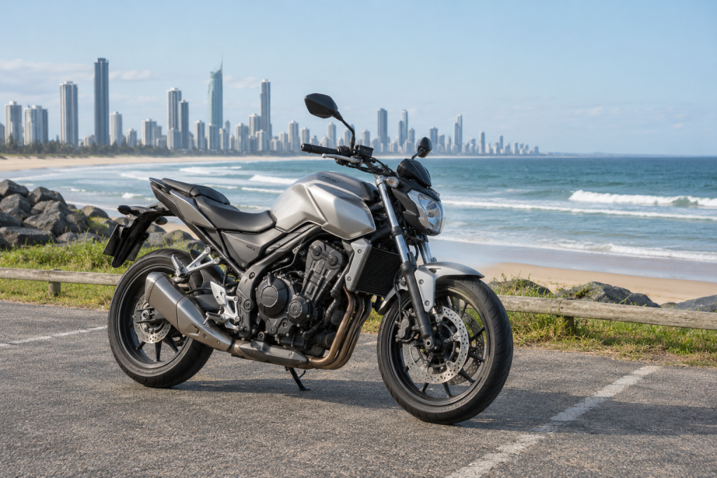 Gold Coast — AI illustration of a motorcycle in Australia